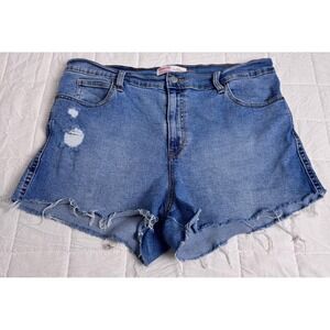Signature by Levi Strauss Heritage High Rise Shorts Blue Distressed Cut Off 14